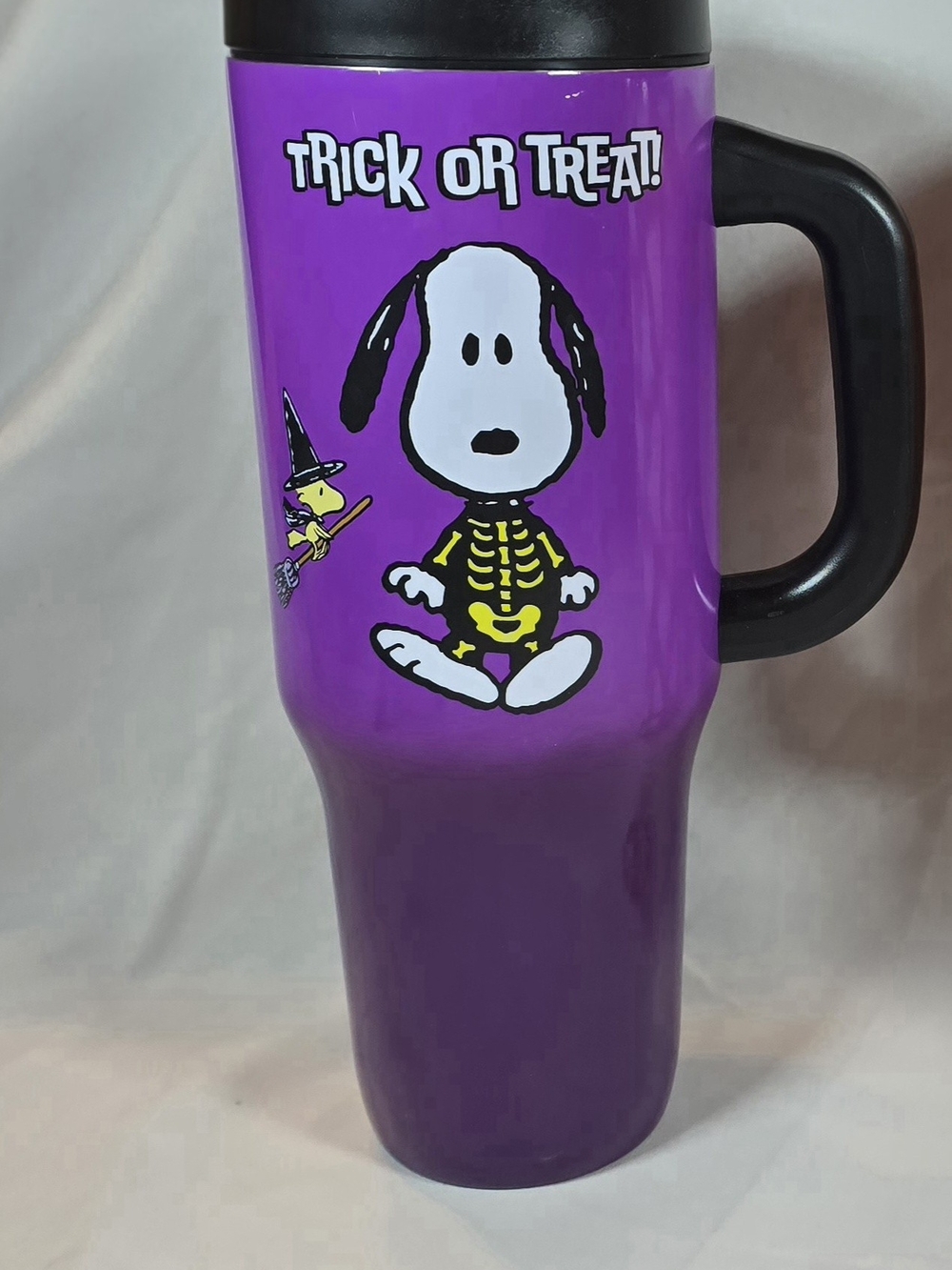 Zak Peanuts Snoopy Halloween Tumbler 40 oz Travel Mug Handle Purple Skeleton